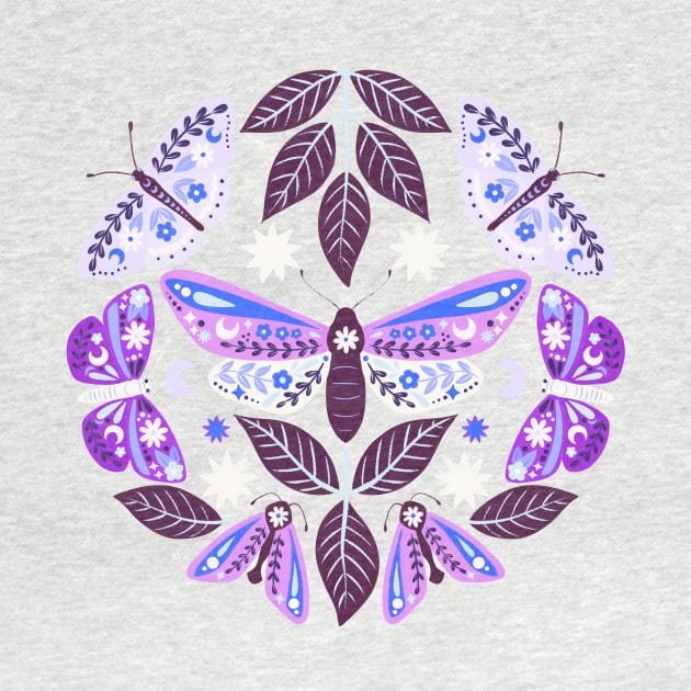 Purple Moths Folk Art by Christine Parker & Co